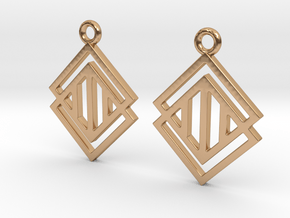 Squares'n hatches [Earrings] in Polished Bronze