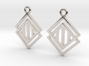 Squares'n hatches [Earrings] in Rhodium Plated Brass