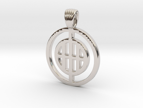 Barred circles [Pendant] in Rhodium Plated Brass