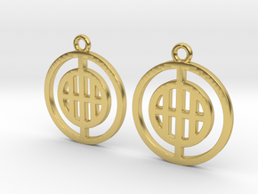 Barred circles [Earrings] in Polished Brass