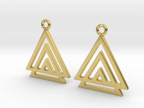 Three-tri [Earrings] in Polished Brass