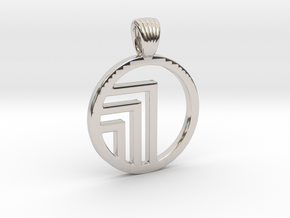 Circle'n angles [Pendant] in Rhodium Plated Brass