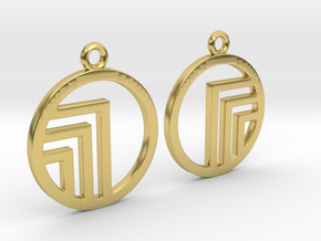 Circle'n angles [Earrings] in Polished Brass