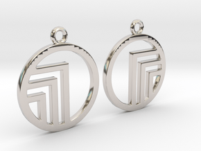 Circle'n angles [Earrings] in Rhodium Plated Brass