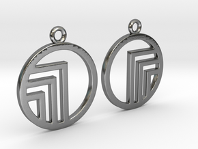 Circle'n angles [Earrings] in Polished Silver