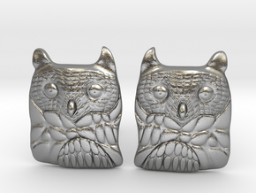 Owl Cufflinks in Natural Silver