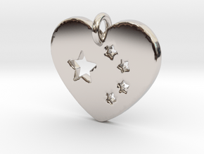 The heart of the stars in Rhodium Plated Brass