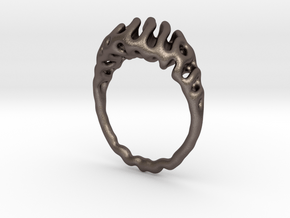 Ring Reaction Diffusion   (Size 52, 16.6mm) in Polished Bronzed-Silver Steel