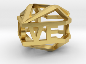 Heart Diamond Pendant - LOVE in Polished Brass