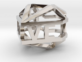 Heart Diamond Pendant - LOVE in Rhodium Plated Brass