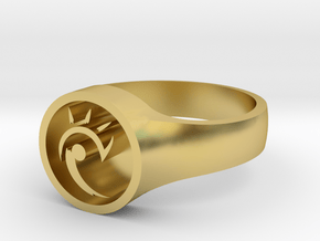 Gwendolyn’s Wartlop Glyph Small Face Ring in Polished Brass: 5 / 49