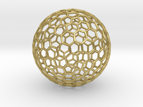 Goldberg Polyhedron[3,2], round struts in Natural Brass