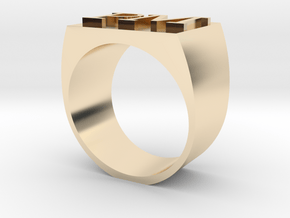 PM letter ring in 14k Gold Plated Brass