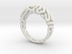 Reaction Diffusion - Ring Nr. 8 (Size J) in White Natural Versatile Plastic
