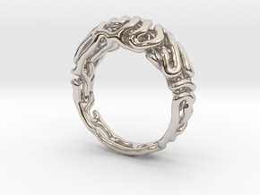 Reaction Diffusion - Ring Nr. 8 (Size J) in Rhodium Plated Brass