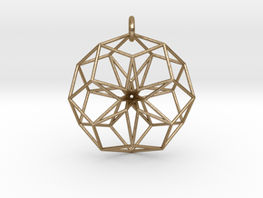 Toroidal 6D Cube Outer Shell Pendant in Polished Gold Steel