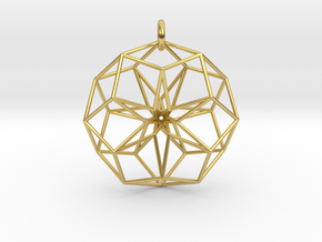 Toroidal 6D Cube Outer Shell Pendant in Polished Brass