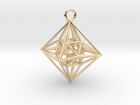 24 Cell Octaplex 4D Platonic Hypersolid 30mm in 14K Yellow Gold