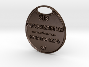 SUN-a3dCOINastrology- in Polished Bronze Steel
