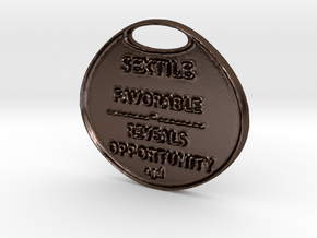 SEXTILE-a3dASTROLOGYcoins- in Polished Bronze Steel