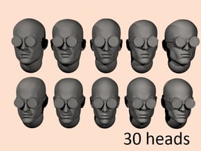28mm goggles bald heads in Tan Fine Detail Plastic