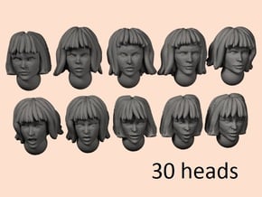 28mm space nun hair heads in Clear Ultra Fine Detail Plastic