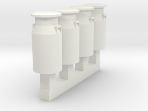 HO/OO GWR milk churns set of 4 in White Natural Versatile Plastic