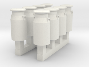 HO/OO GWR milk churns set of 8 in White Natural Versatile Plastic