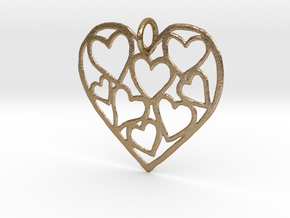 Love all over pendant in Polished Gold Steel
