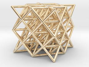 64 tetrahedrons, round struts, 2cm in 14k Gold Plated Brass