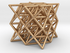64 tetrahedrons, round struts, 2cm in Natural Bronze