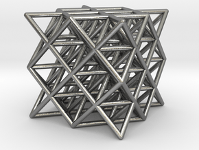 64 tetrahedrons, round struts, 2cm in Natural Silver