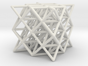 64 tetrahedrons, round struts, 2cm in White Natural Versatile Plastic