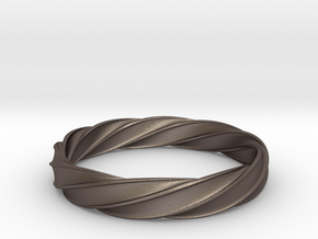 Twisted Torus Ring in Polished Bronzed-Silver Steel: 9 / 59