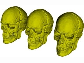 1/9 scale human skull miniatures x 3 in Tan Fine Detail Plastic