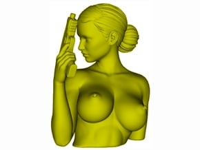 1/9 scale sexy topless girl with pistol bust in Tan Fine Detail Plastic