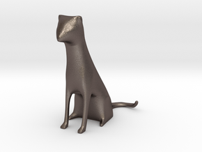 Cat Dog Stylized in Polished Bronzed-Silver Steel