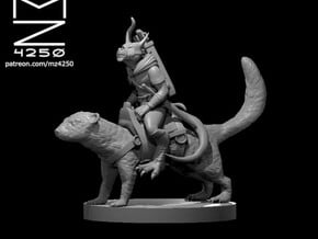 Kobold Ranger on a Dire Weasel in Tan Fine Detail Plastic