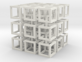 Interlocked Cubes in White Natural Versatile Plastic