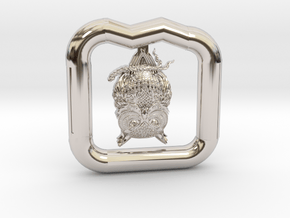 Eule-in-Frame-Sofia in Rhodium Plated Brass