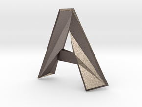 Distorted letter A no ring in Polished Bronzed-Silver Steel