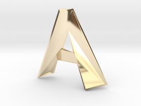 Distorted letter A no ring in 14K Yellow Gold