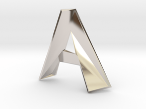 Distorted letter A no ring in Rhodium Plated Brass