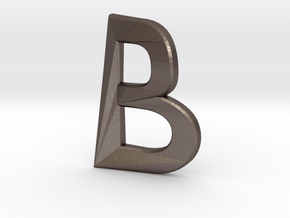 Distorted letter B no rings in Polished Bronzed-Silver Steel