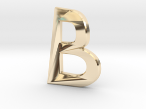 Distorted letter B no rings in 14K Yellow Gold