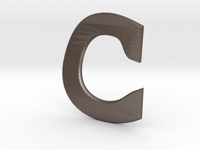 Distorted letter C no rings in Polished Bronzed-Silver Steel