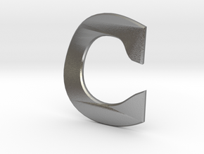 Distorted letter C no rings in Natural Silver