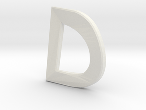 Distorted letter D no rings in White Natural Versatile Plastic