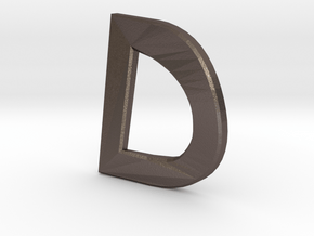 Distorted letter D no rings in Polished Bronzed-Silver Steel