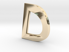 Distorted letter D no rings in 14K Yellow Gold
